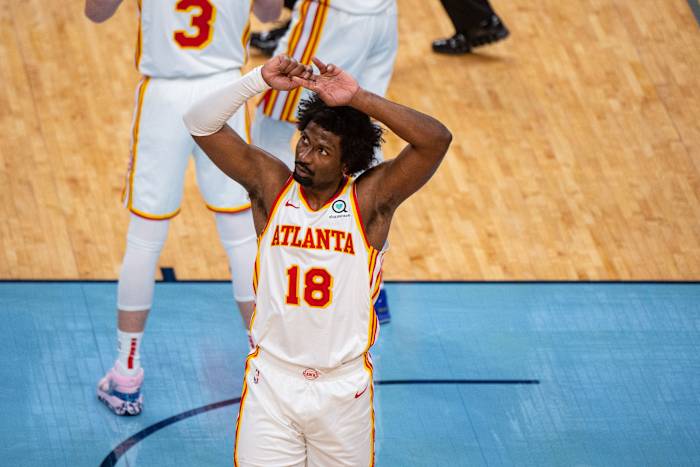 Dec 26, 2020; Memphis, Tennessee, USA; Atlanta Hawks forward Solomon Hill (18) during the game against the Memphis Grizzlies at FedExForum.